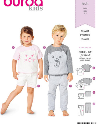 Patron Burda Pyjama enfants  - Burda 9326 - Mercerine