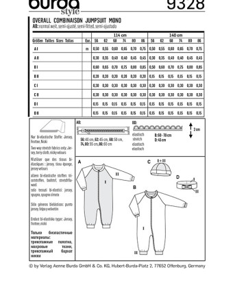 Patron de couture  Ensemble pour bébés - Burda 9328 - Mercerine