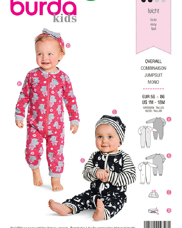 Patron de couture  Ensemble pour bébés - Burda 9328 - Mercerine