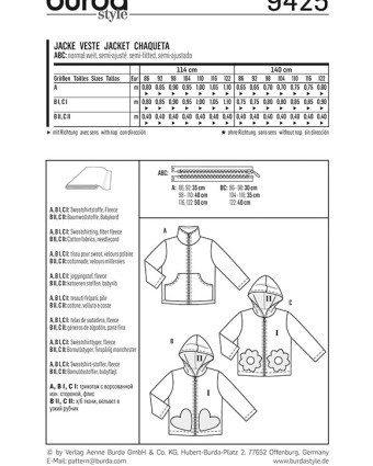 Patron Veste - Burda 9425 - Mercerine