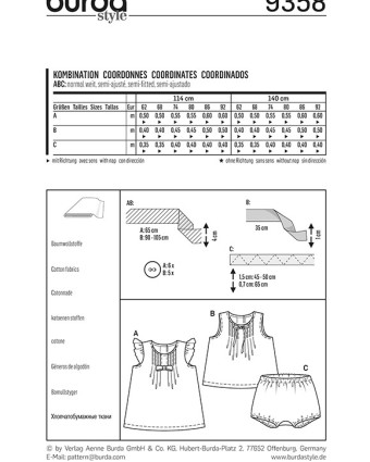 Patron Burda  Ensemble bébé - Burda 9358 - Mercerine