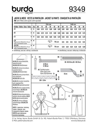 Patron de couture  Veste et pantalon - Burda 9349 - Mercerine