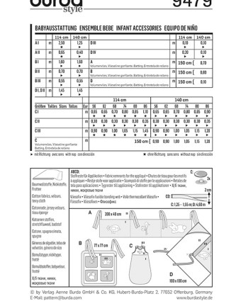 Patron de couture Ensemble bébé - Burda 9479 - Mercerine