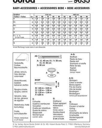 Patron ccessoires  - Burda 9635 - Mercerine