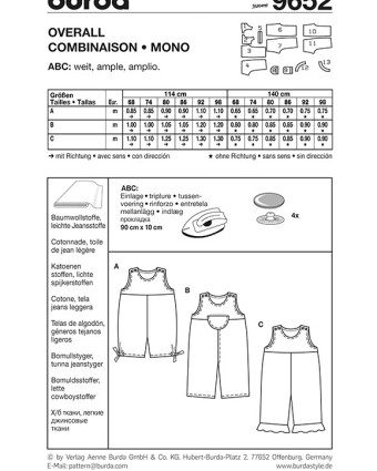Patron Combinaison - Burda 9652 - Mercerine