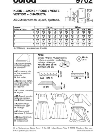 Patron Burda Robe et veste - Burda 9702 - Mercerine