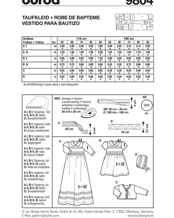 Patron Robe de baptême - Burda 9804 - Mercerine