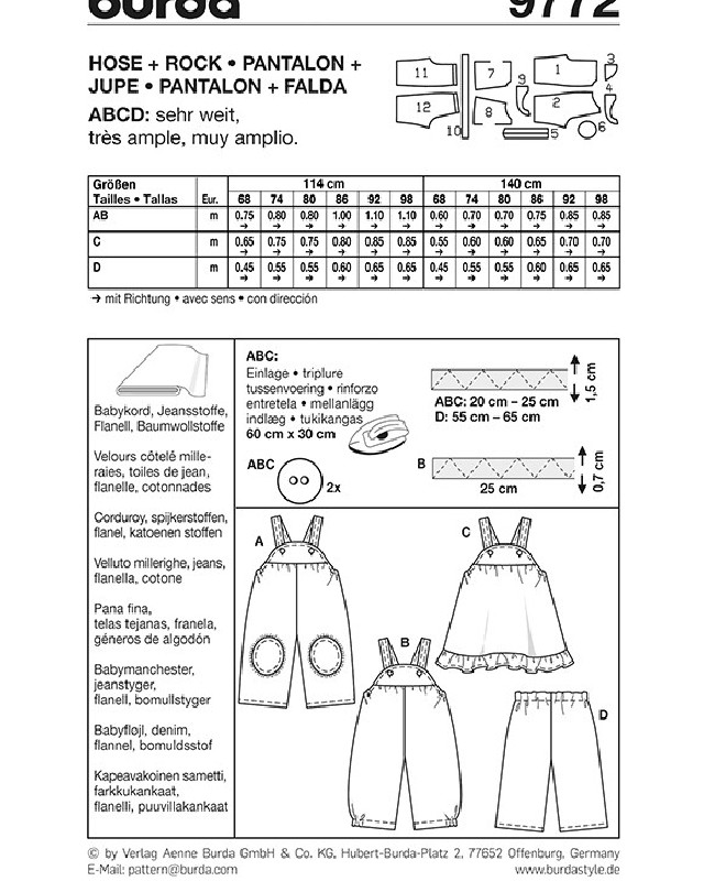 Patron Burda Pantalon et jupe - Burda 9772 - Mercerine