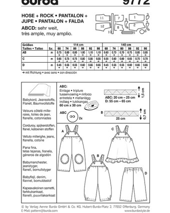 Patron Burda Pantalon et jupe - Burda 9772 - Mercerine