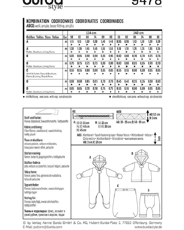 Patron Burda Coordonnés - Burda 9478 - Mercerine