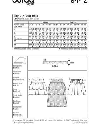 Patron de couture Jupe - Burda 9442 - Mercerine