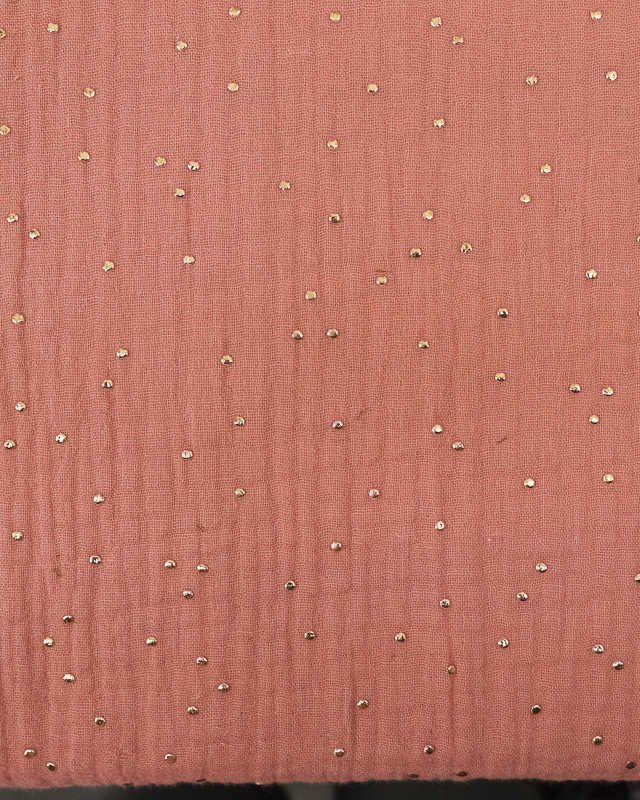 Double gaze - Marsala  - Pois -  or - Coton - Oekotex  - Mercerine