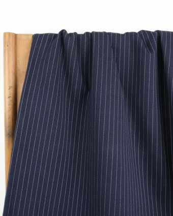 Tissu jersey épais Ponte Épais bleu marine rayé x10cm -  Mercerine