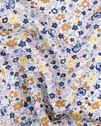 Viscose Jaune et bleue pluie de fleurs