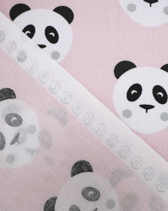 Tissu coton - Coton imprimé panda - Rose - Mercerine