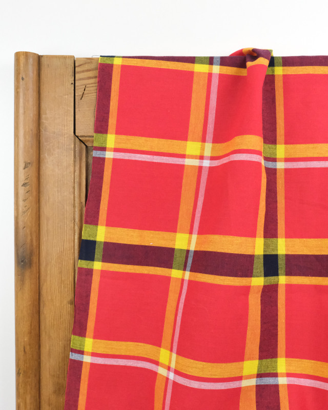 Madras rouge : tissu à carreaux au mètre - Mercerine