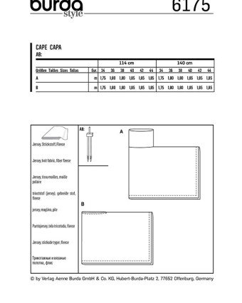Patron de couture Cape - Burda 6175 - Mercerine