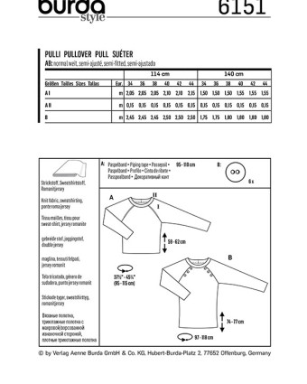 Patron de couture Sweater - Burda 6151 - Mercerine