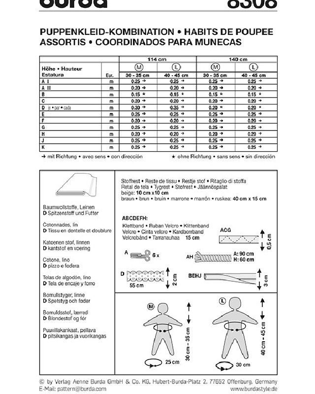 Patron Burda  Coordonnés - Burda 8308 - Mercerine