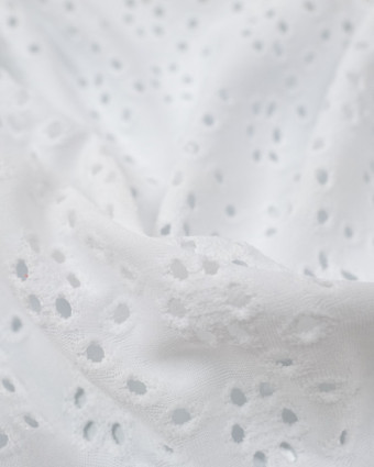 Tissu jersey : broderie anglaise blanc - Mercerine