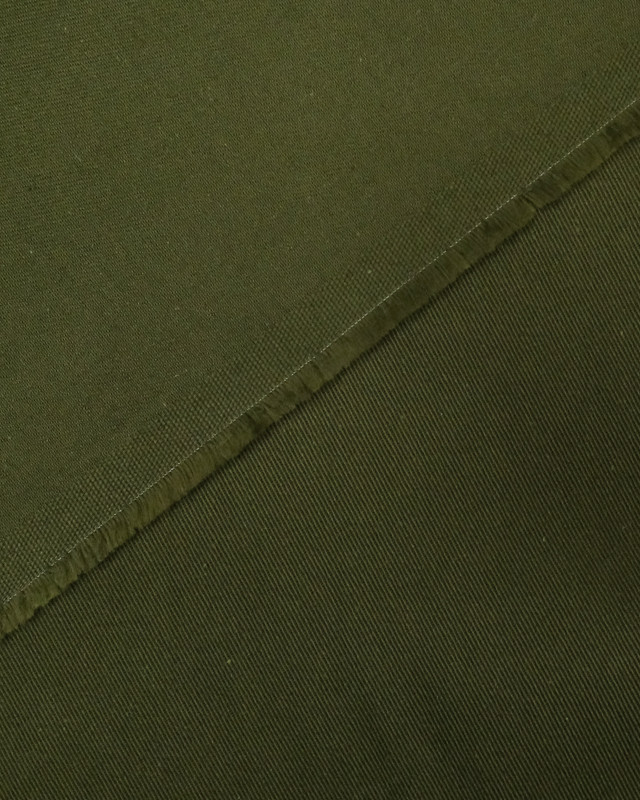 Tissu bio : sergé de coton vert kaki - Mercerine