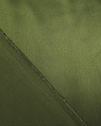 Tissu Satin de coton vert armée stretch - 10cm -  Mercerine