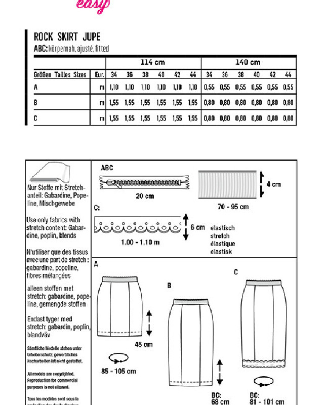 Patron de couture Jupe crayon femme Burda 6112 - Mercerine