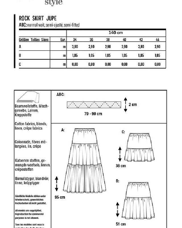 Patron de couture Jupe à volants Femme Burda 6116 - Mercerine