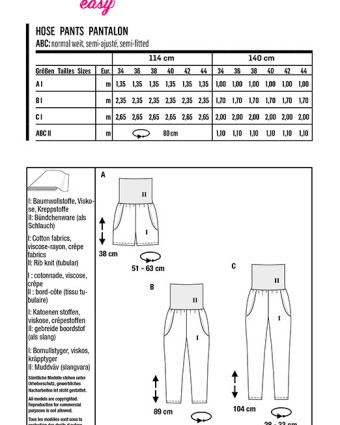 Patron de couture Sarouel Short Femme Burda 6124 - Mercerine