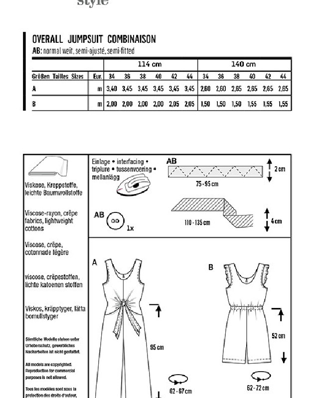 Patron de couture Combinaison Femme Burda 6134 - Mercerine