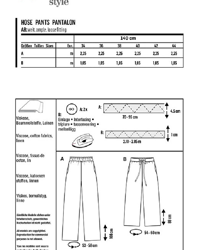 Patron de couture Pantalon Femme Burda 6148 - Mercerine