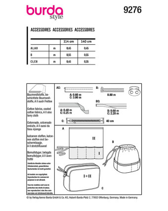 Patron de couture trousse Accessoires Burda 9276 - Mercerine