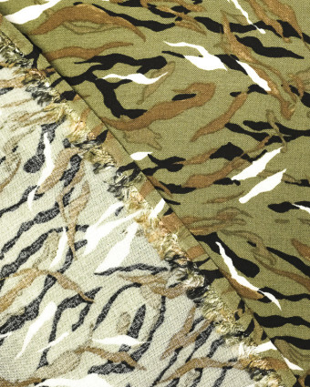 Tissu au mètre - viscose - vert- tissu camouflage - army - Mercerine