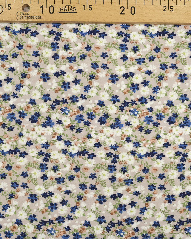 Viscose-Nude-Fleurs-des-champs-Tissu au mètre - Mercerine