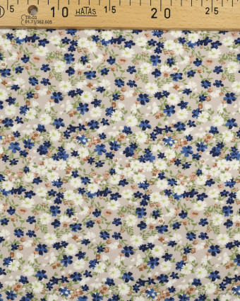 Viscose-Nude-Fleurs-des-champs-Tissu au mètre - Mercerine