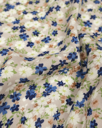 Viscose-Nude-Fleurs-des-champs-Tissu au mètre - Mercerine