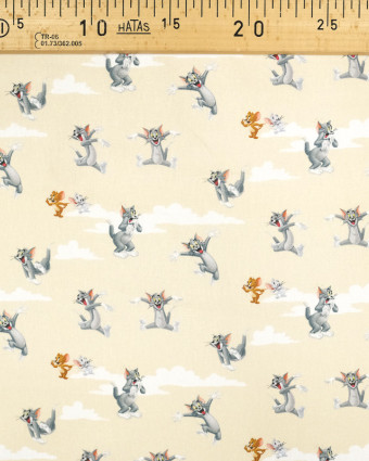 Tissu Tom et Jerry- fond beige - Tissu au mètre - Mercerine