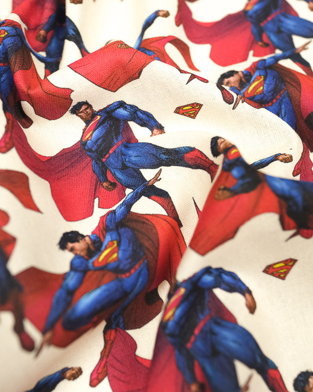 Tissu Superman - fond écru - Tissu au mètre - Mercerine