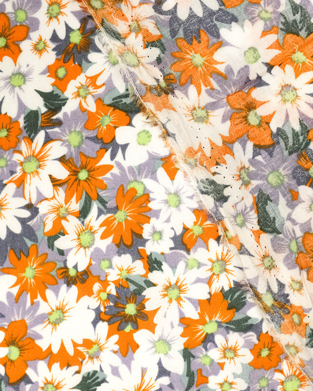 Viscose- Orange -Fleurs-des-champs-Tissu au mètre - Mercerine