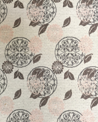 Jacquard Abstrait et feuillage rose et gris