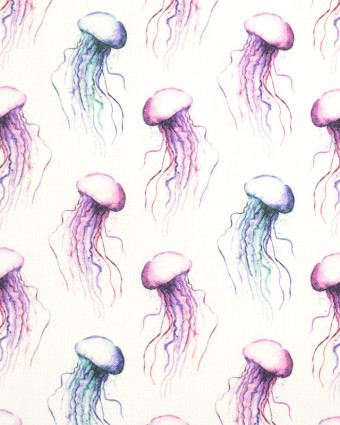 Coton imprimé violet Meduse oekotex