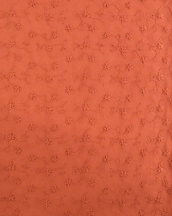 Tissu Broderie anglaise terracotta festonnée - Mercerine