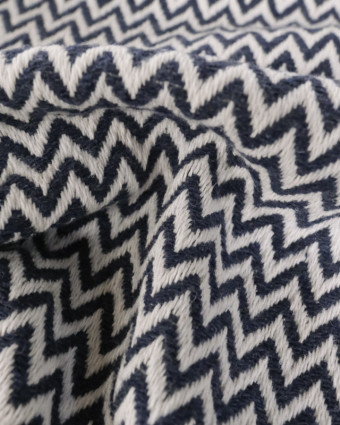 Coton maille  chevron bleu marine - Mercerine