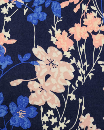 Tissu fleuri Youmi bleu