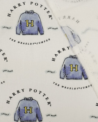 Popeline de coton blanche Harry Potter- Mercerine