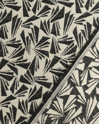 Jacquard Origami écru et noir - Tissu pour veste - Mercerine