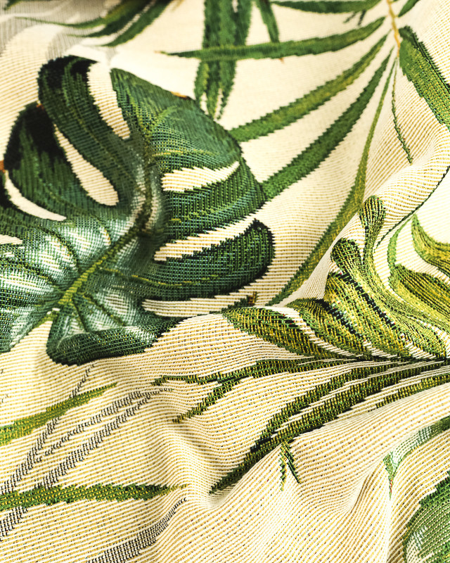 Jacquard Grandes feuilles tropicales  vertes - Mercerine