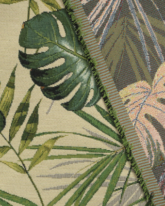 Jacquard Grandes feuilles tropicales  vertes - Mercerine