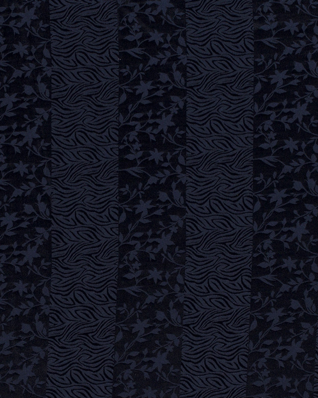 Tissu satin  Fleur Et Zebre marine - Mercerine