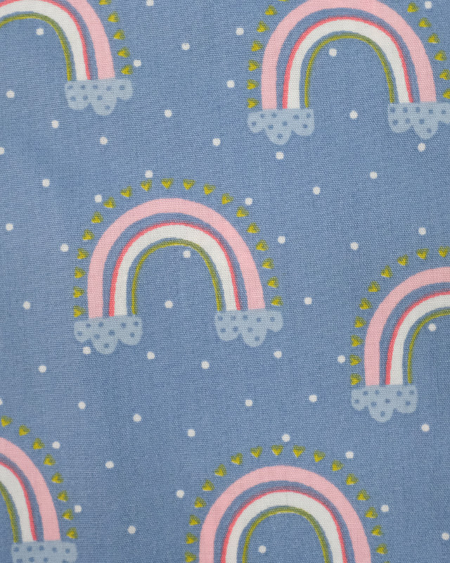 Tissu Popeline de coton imprimé Arc En Ciel Bleu- Mercerine